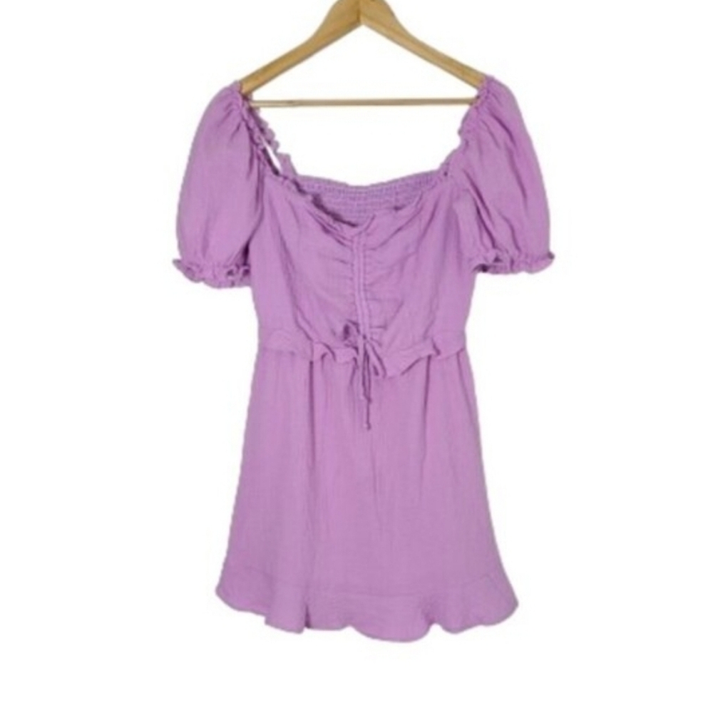 Show Me Your MuMu Sophie Puff Sleeve Cotton Mini Dress Women's Size L